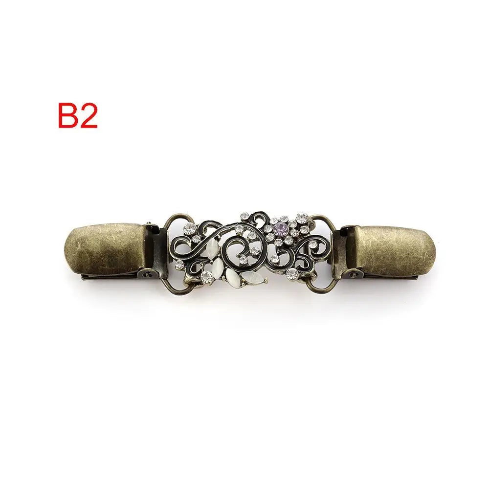 Women Carved Flower Cardigan Sweater Blouse Shawl Clips Shirt Collar Shawl Brooch Retro Duck Clip Clasps Charm Accessories Gi