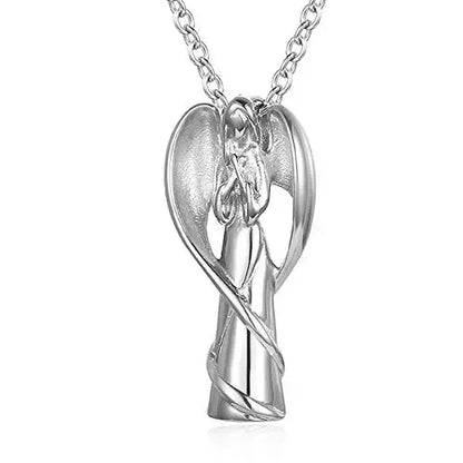 Cremation Urn Necklace for Ashes Angel Wing Keepsake Locket Stainless Steel Cremation Jewelry Waterproof Memorial Pendant Gif