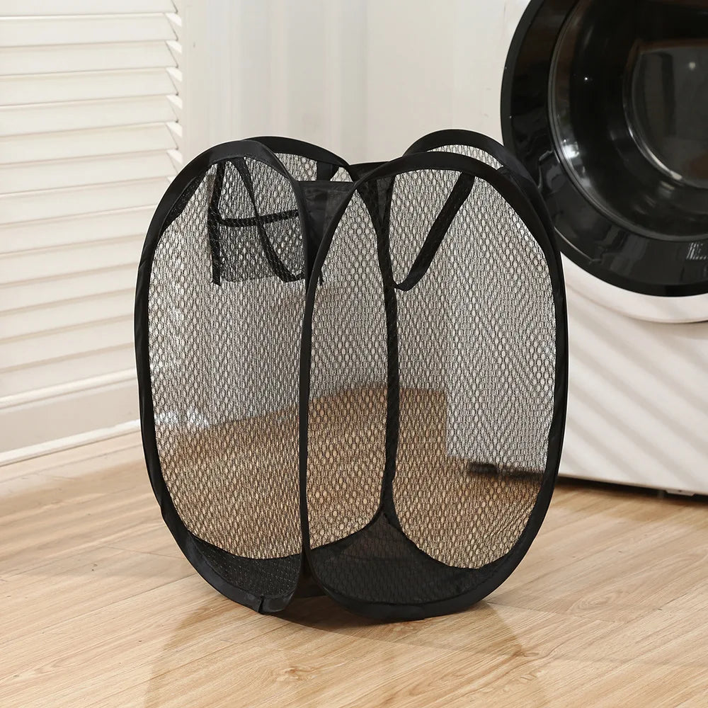 Collapsible Pop-up Mesh Laundry Basket Portable Clothes Hamper for Easy Washing and Storage of Dirty Clothes Socks Toys Sundr