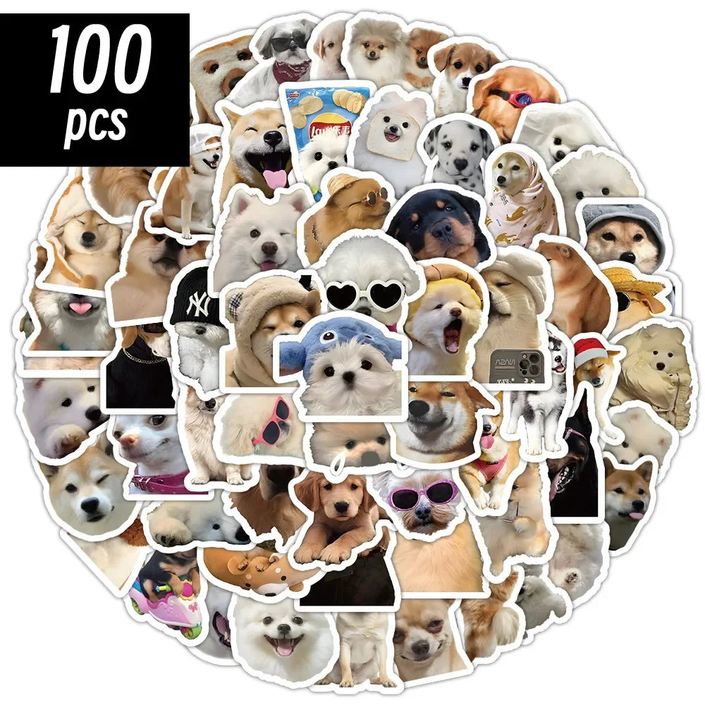 10/50/100pcs Funny Dog Stickers Cartoon Cute Decals Toy Stationery Guitar Phone Bicycle Laptop Luggage Car Graffiti Kids Stic