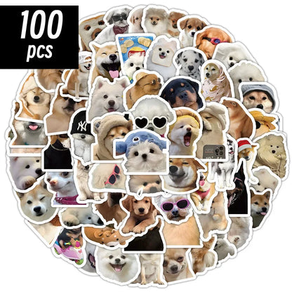 10/50/100pcs Funny Dog Stickers Cartoon Cute Decals Toy Stationery Guitar Phone Bicycle Laptop Luggage Car Graffiti Kids Stic