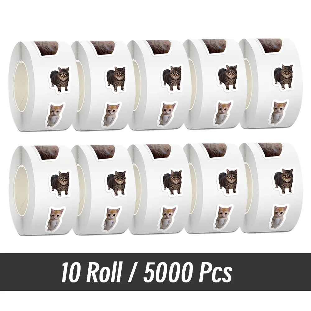 500pcs/roll Cartoon Meme Cat Stickers For School Reward Stickers Classroom Decoration Encouragement Sticker For Student Teach