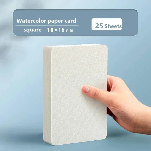 Square/Round Watercolor Paper 300g 25 Sheets Professional Water Color Paper Postcard for Painting School Supplies - 10X15CM