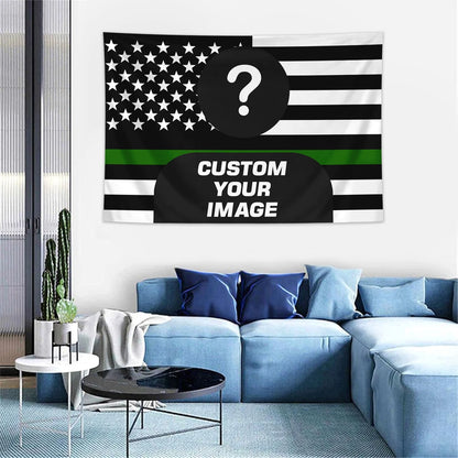 Customized American flag tapestry with personalized photos on 1pc, room decoration banner tapestry for family, idols, and pet