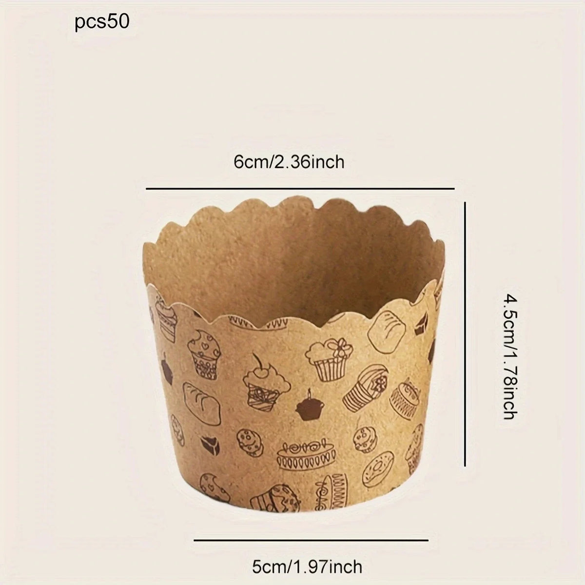50pcs, Heat-Resistant Kraft Paper Muffin Cups for Baking and Serving - Small Kitchen Accessories for Cakes, Pastries, and Mor
