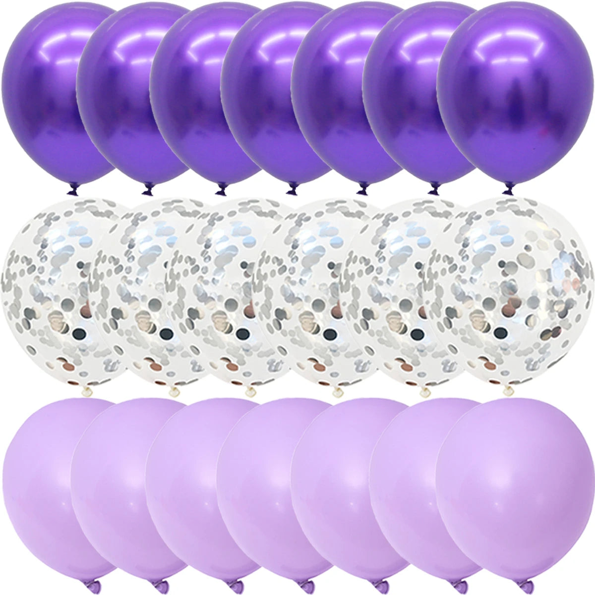 40PCS Silver White Purple Metal Latex Confetti Balloons Wedding Decorations Matte Globos Birthday Party Decorations
