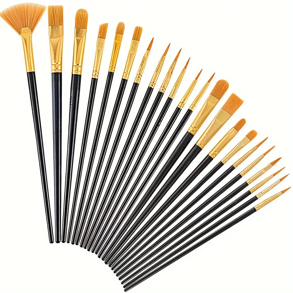 22/12/10 pcs Brush Set Plastic brush for acrylic, watercolor, oil painting for canvas, fabric and paper crafts painting suppl