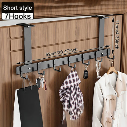 Hooks Over The Door 5/7 Hooks Metal Bathroom Organizer Rack Adjustable Clothes Coat Hat Towel Hanger Movable Holder Door Hang