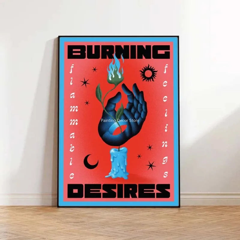 Mid Century Vintage Classic Colorful Posters Abstract Canvas Print Wall Art Canvas Painting for Living Room Home Decor TW10