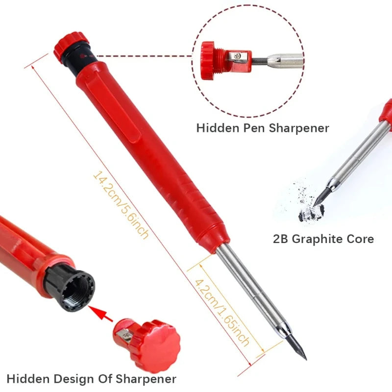 Woodworking Pencil Card and Refill Deep Hole Marking and Drawing with 2.8mm Reliable and Durable Lead for Carpenters Engineer