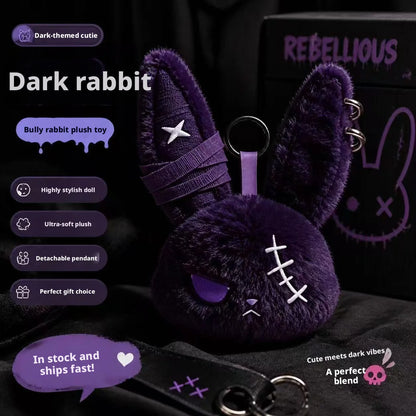 Hot Gothic Bunny Plush Keychain RabbitBag Charm with Bandage Desian Kawaii Key Ring Pendant Car Bag Ornament Gift To - PURPLE