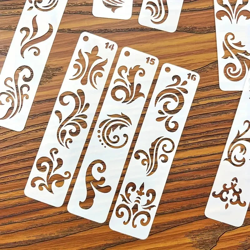 20Pcs Reusable Vintage Floral Eyebrow Templates Simple PET templates With Exquisite Swirls For Stage And Hanfu Appearance