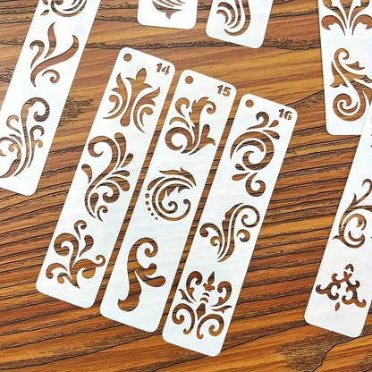 20Pcs Reusable Vintage Floral Eyebrow Templates Simple PET templates With Exquisite Swirls For Stage And Hanfu Appearance