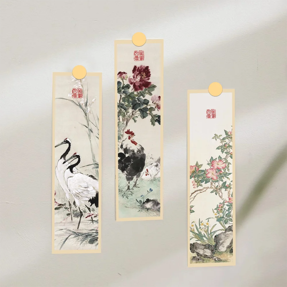 30pcs Chinese painting style bookmarks Chinese ink painting reading book page book marking notebook marking student stationer