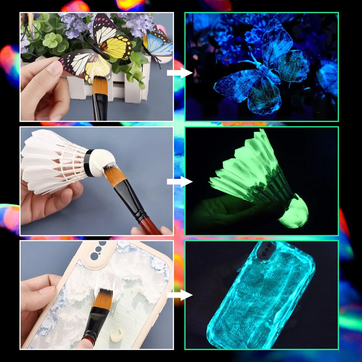 20/30g Fluorescent Pigment Long-Lasting Luminous Paints Auto Glow Glow In Dark Acrylic Paints For Artwork Party Supplies
