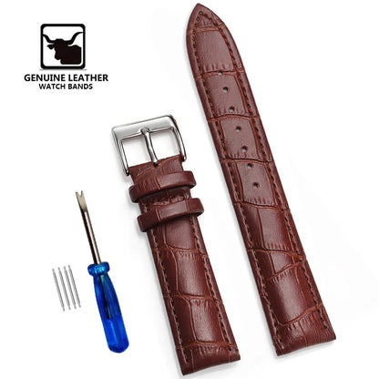 Premium Genuine Leather Watchbands 12/14/16/18/19/20/21/22/24 mm Watch Band Strap Wrist Belt Bracelet + Tool