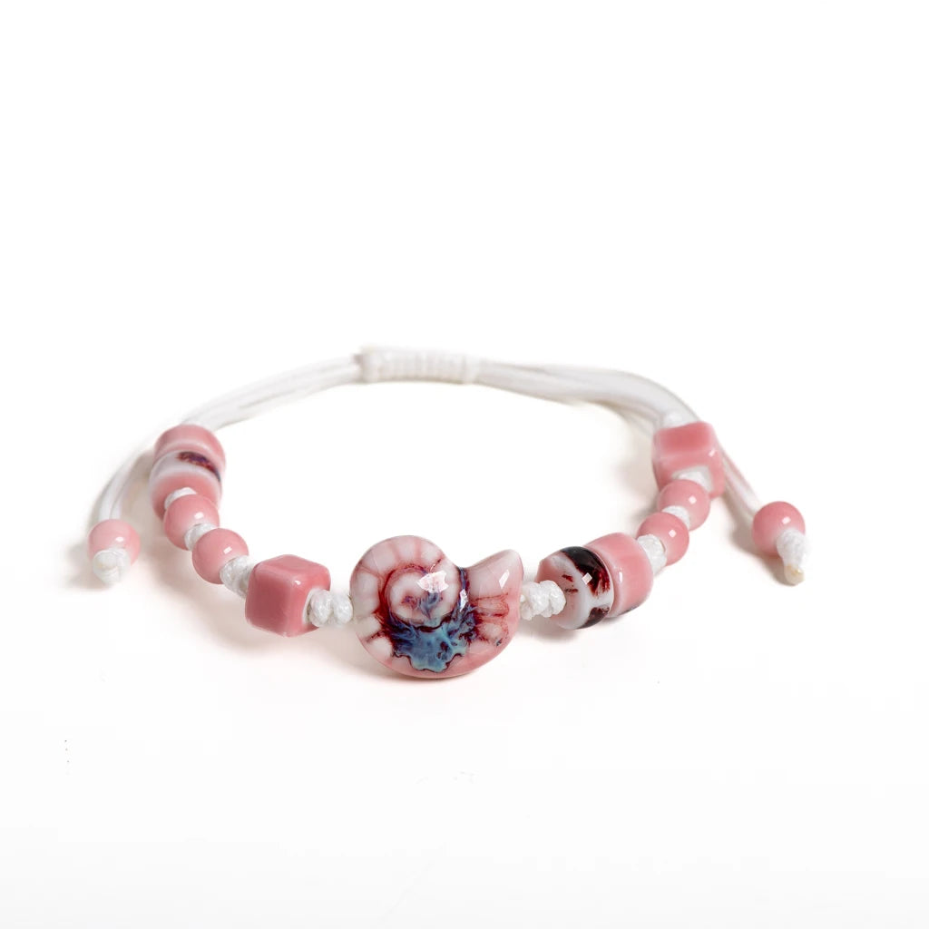 Handmade Ceramic Seashell Bracelet Adjustable Vintage Ocean Style Minimalist Jewelry Gift for Couples 154