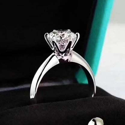 Solitaire ring Real 925 Sterling silver 1ct Moissanite cz Engagement Wedding Band Rings for women Bridal Statement Party Jewe