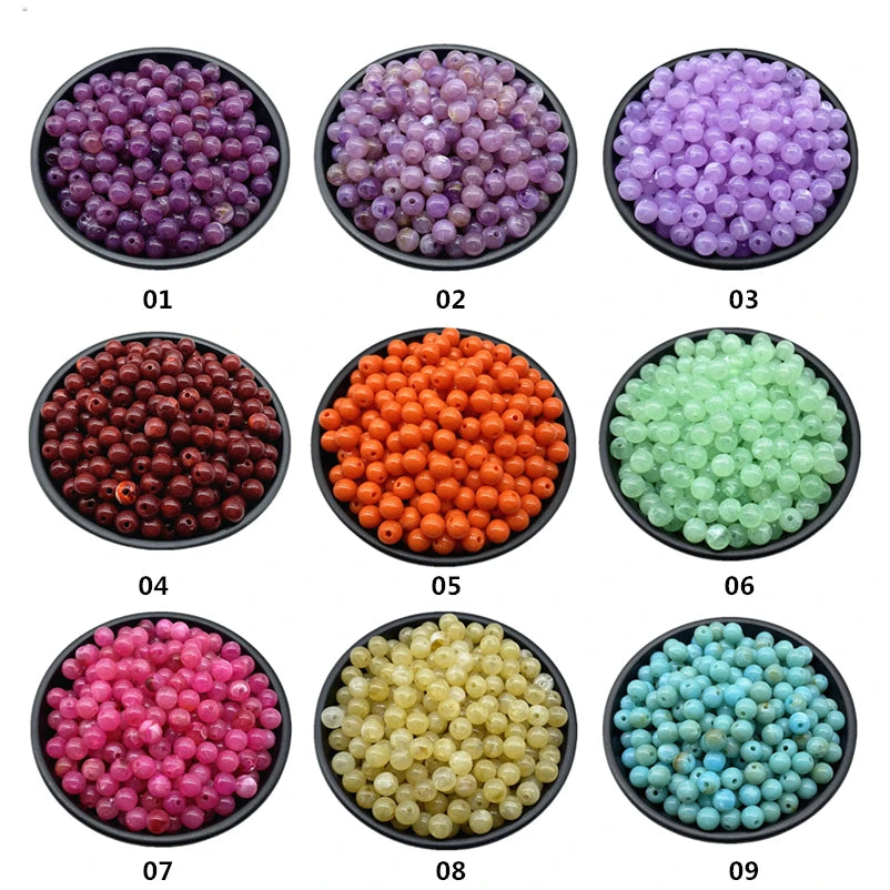 6 8 10mm Acrylic Round Beads for Jewelry Makeing Bracelet Necklace DIY Accessory
