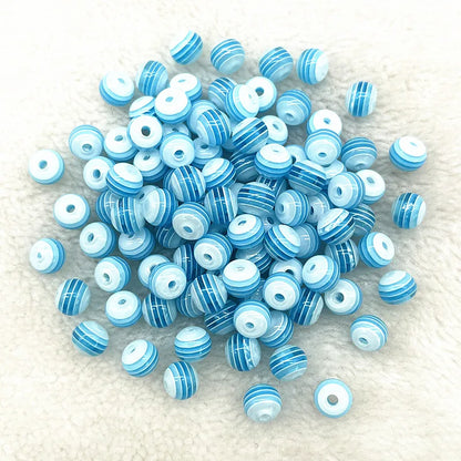 6mm 8mm Round Transparency Resin Beads Stripe Spacer Beads for Jewelry Making Children Handcraft Department DIY Accessories -