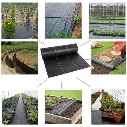 16.4ft/32.8ft PE Woven Weed Control Fabric for Plant Anti Grass Agricultural Mulch Cloth Greenhouse Weeding Mat Water Permeab