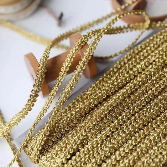 Lace Trim 5 Meters, Gold Knitted Trim for Sewing, Vintage Lace Tape for Scrapbooking, 8mm Wide Decorative Lace for DIY Crafts