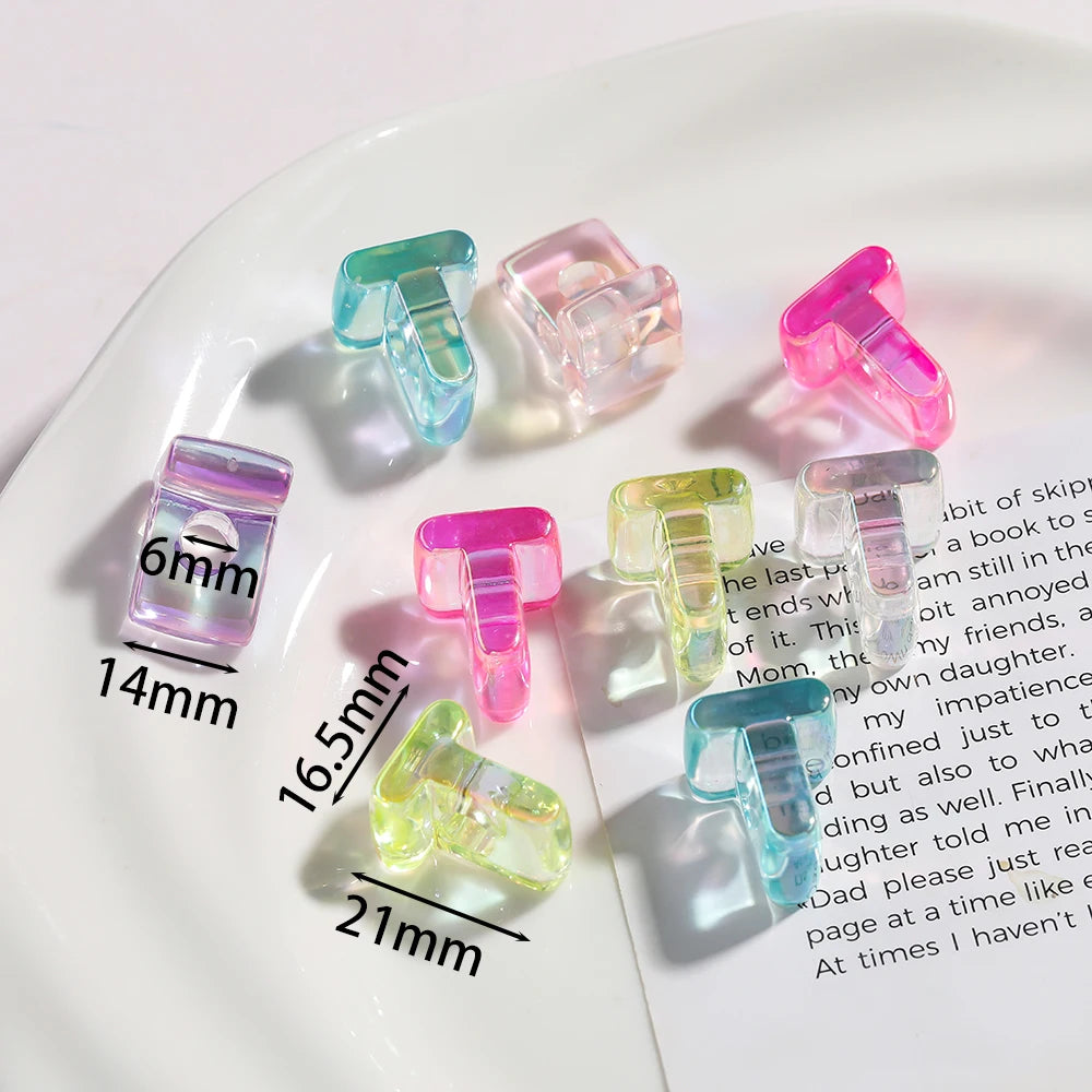 5pcs/lot Multicolour Random Letter Beads Acrylic Transparent Alphabet Bead For Jewelry Making DIY Necklace Keychain Accessori