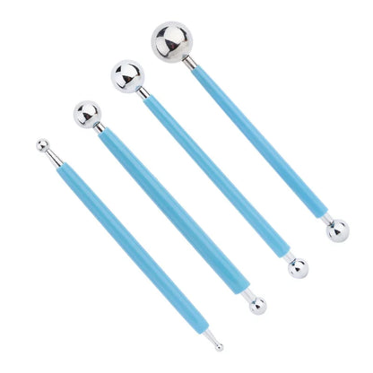 For Embossing Pattern 4 Pcs Point Drill Creasing Pen With DIY Ball Styluses Tools Spiral Double Head Clay Sculpting Tools