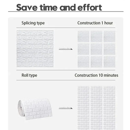 70cm*1m 3D Self-Adhesive Wallpaper Continuous Waterproof Brick Wall Stickers Living Room Bedroom Wall Stickers Home Decoratio
