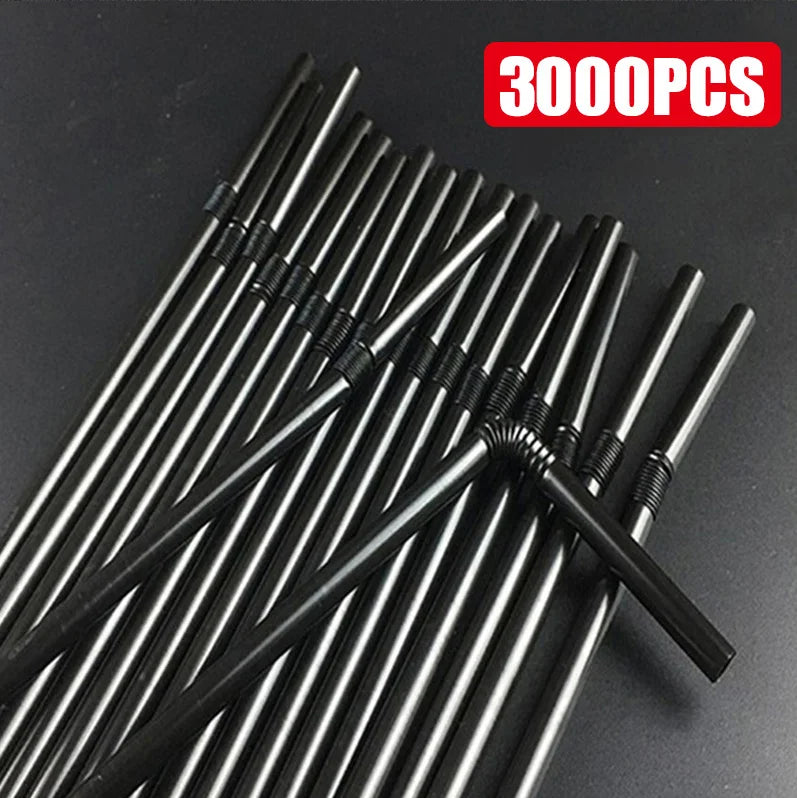 50-3000Pcs Multicolor Kitchen Beverage Straws Rietjes Drinking Straw Cocktail Rietjes Wedding Party Straws Accessories - Blac