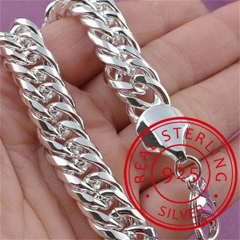 Fine Noble 925 Sterling Silver Solid Chain Bracelet For Women Men Charm Party Gift Wedding party Fashion Jewelry - H102