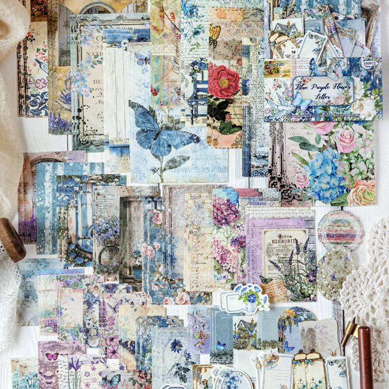Mr Paper 400pcs Garden Post Office Collection Light Paper Material Pack DIY Handbook Collage Journal Notebook Scrapbook Envel