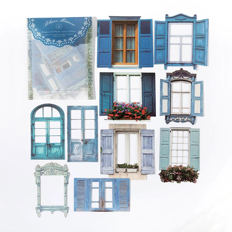 10 Sheets Vintage Hollow Door Window Sticker Diy Diary Decoration Plant Flower INS Sticker Album Scrapbooking Kawaii Statione
