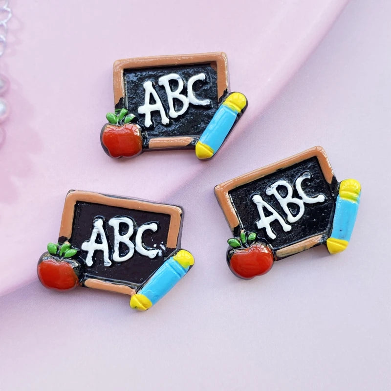 8pcs/Lot Hand Painted Kawaii Resin Mixed Mini Stationery Flatback Cabochons For Hair Bow Centers DIY Scrapbooking Decor D40 -