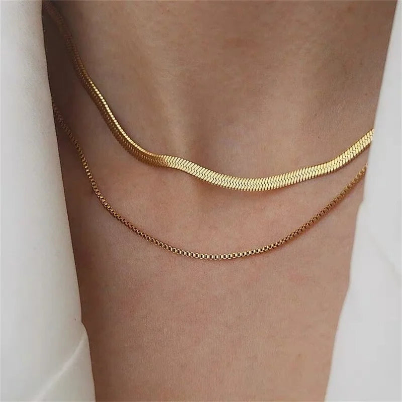 Vintage Bohemian Multilayer Minimalist Necklace for Women Stick Pendant Link Chain Necklace Collarbone Collares Fashion Jewel