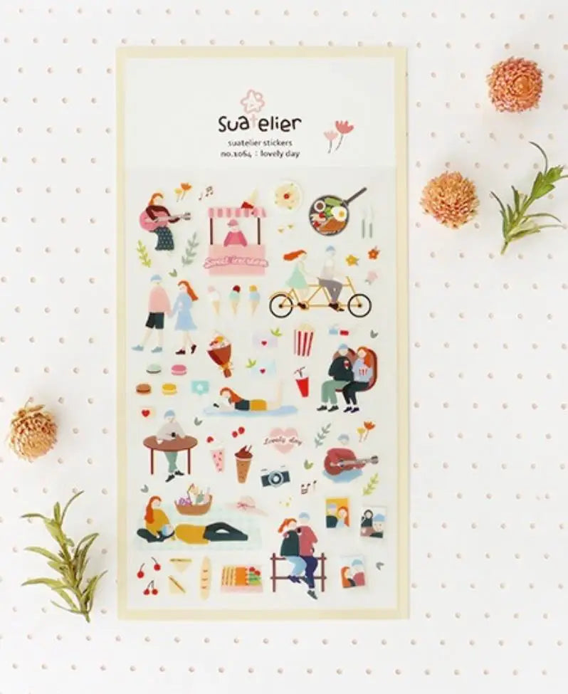 Suatelier Scrapbook Stickers Korea Stationery Junk Journal Diary Deco Sticker Scrapbooking Supplies DIY Photo Album Decoratio
