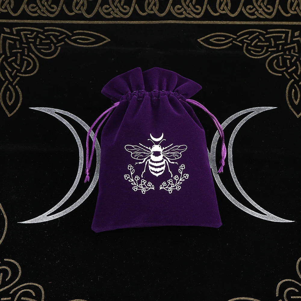 1Pcs Tarot Storage Velvet Bag Drawstring Suede Pocket Board Game Card Embroidery Package Witchcraft Supplies for Altar Tarot 