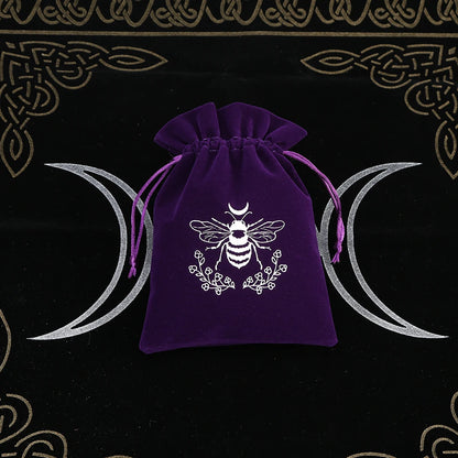 1Pcs Tarot Storage Velvet Bag Drawstring Suede Pocket Board Game Card Embroidery Package Witchcraft Supplies for Altar Tarot 