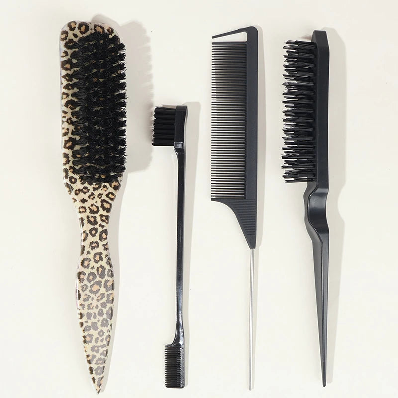 Bristle Slick Back Hair Brush for Sleek Ponytail Bun & Smoothing Baby Hairs, Flyaways, Edge Control - Backcombing & Teasing