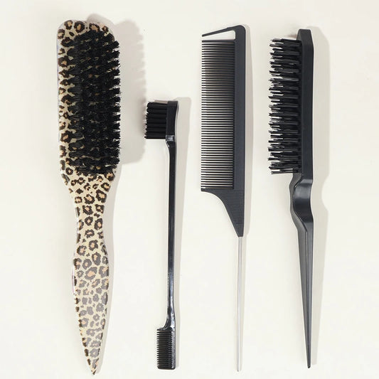 Bristle Slick Back Hair Brush for Sleek Ponytail Bun & Smoothing Baby Hairs, Flyaways, Edge Control - Backcombing & Teasing