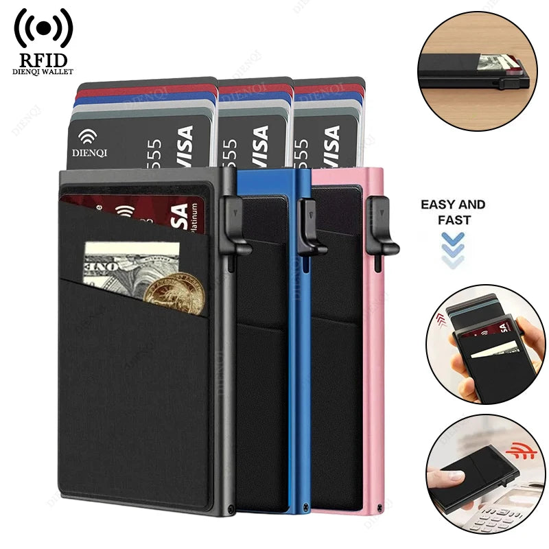 Anti-theft Cards Protectors Card Holder Minimalist Smart Wallet RFID Protection Aluminum Metal Box Cardholder Case Porte Cart