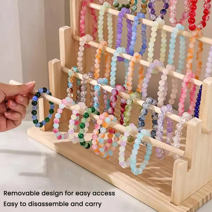Vintage Wooden Bracelet Storage Rack, Stepped Bead Display Rack, Jewelry Storage Rack, Watch Hair Clip and Headband Display R