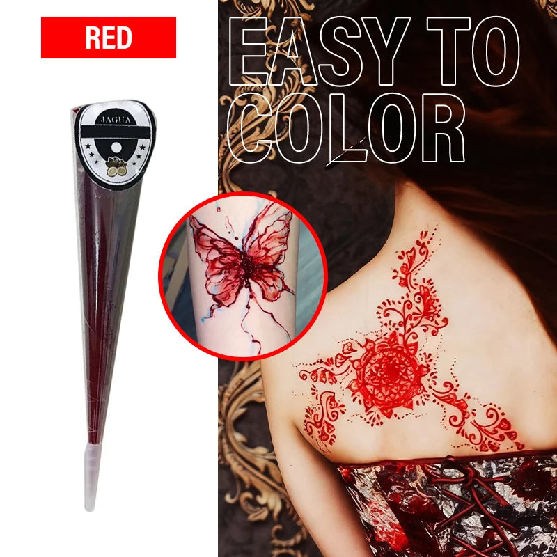 Henna Temporary Tattoo Non-Toxic Cone Body Paint Brown Tattoo Paste Waterproof Body Art Cream For Skin Decoration Festival Bo