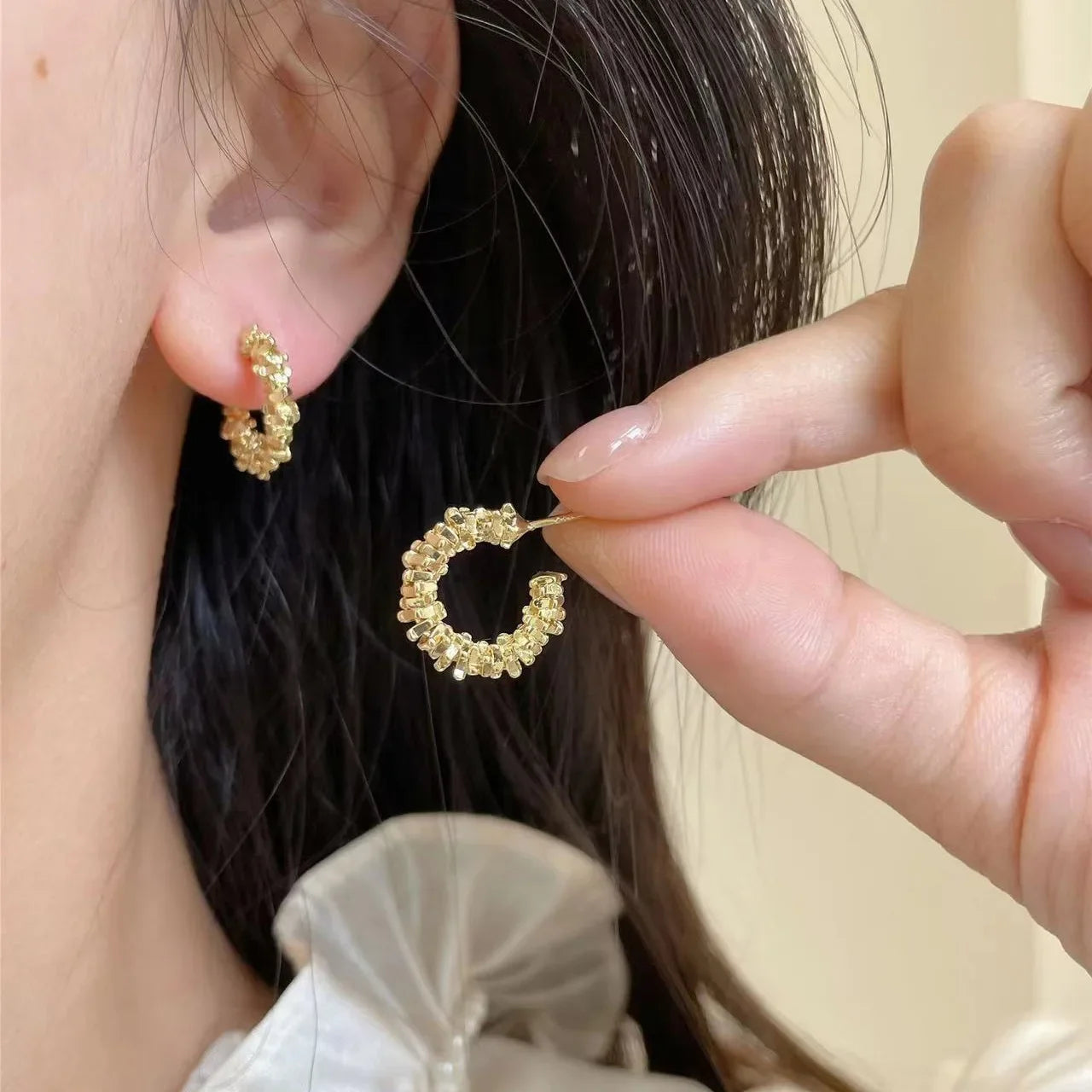 LATS New Fashion Trend Unique Design Elegant Exquisite Irregular C Shape Earrings Female Jewelry Party Premium Gift - 661982