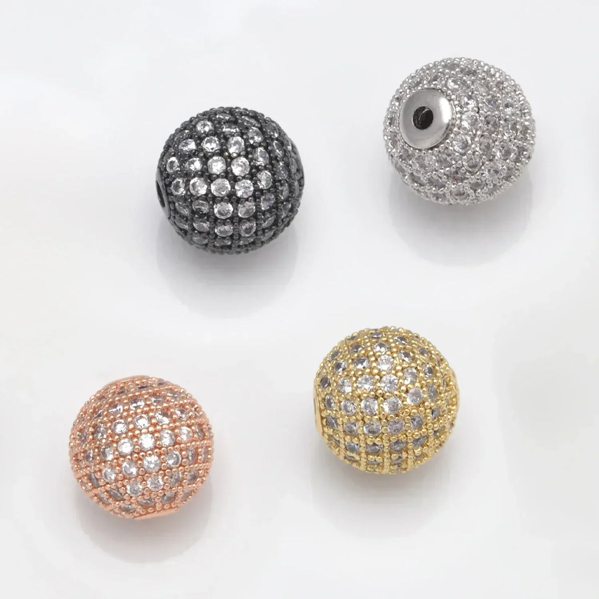 Beads for Jewelry Making Gold Silver Color Accessories Paved Zircon Spacer Bead String Beaded Diy Necklace Bracelet Chain Cha