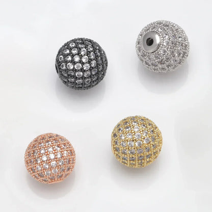 Beads for Jewelry Making Gold Silver Color Accessories Paved Zircon Spacer Bead String Beaded Diy Necklace Bracelet Chain Cha