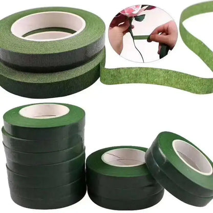 Green Flower Stem Sticks DIY Floral Material Handmade Wire Stem Floriculture Tape Self-adhesive Bouquet Floral Stem Paper Tap