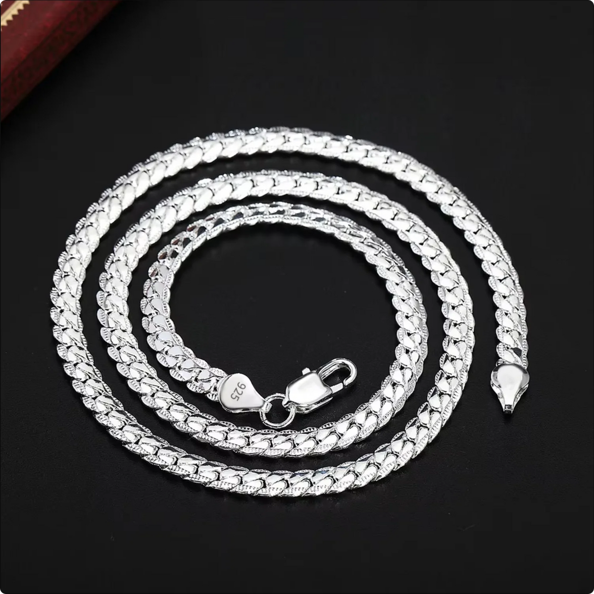 18K Gold/Silver Color 6mm Full Sideways Necklace 8/18/20/24 Inch Chain For Woman Men Fashion Wedding Engagement Jewelry - Sil