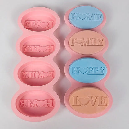 Handmade Silicone Soap Molds 4 Types Embossing Mould DIY Circular Soap Craft Candy Chocolate Ice Cube Making Tools