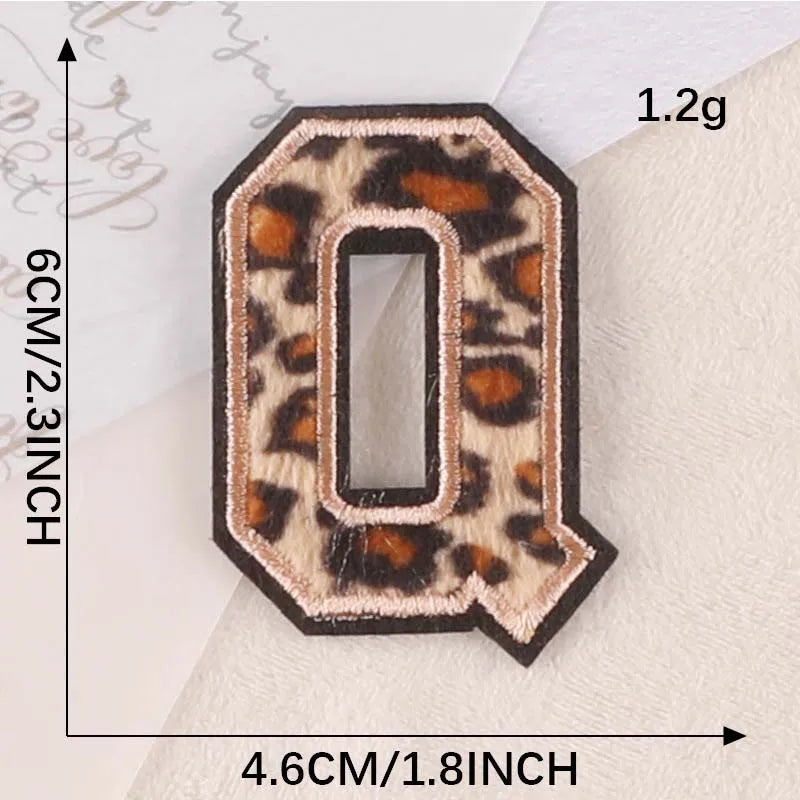 A~Z English Alphabet Letters Badge Patches,Leopard Print Applique Embroidery Iron on Stickers for Clothing,DIY Name Garment